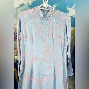 New Ao dai to tam Ha Nam, Vietnamese traditional long dress set l 4 large blue 🎁